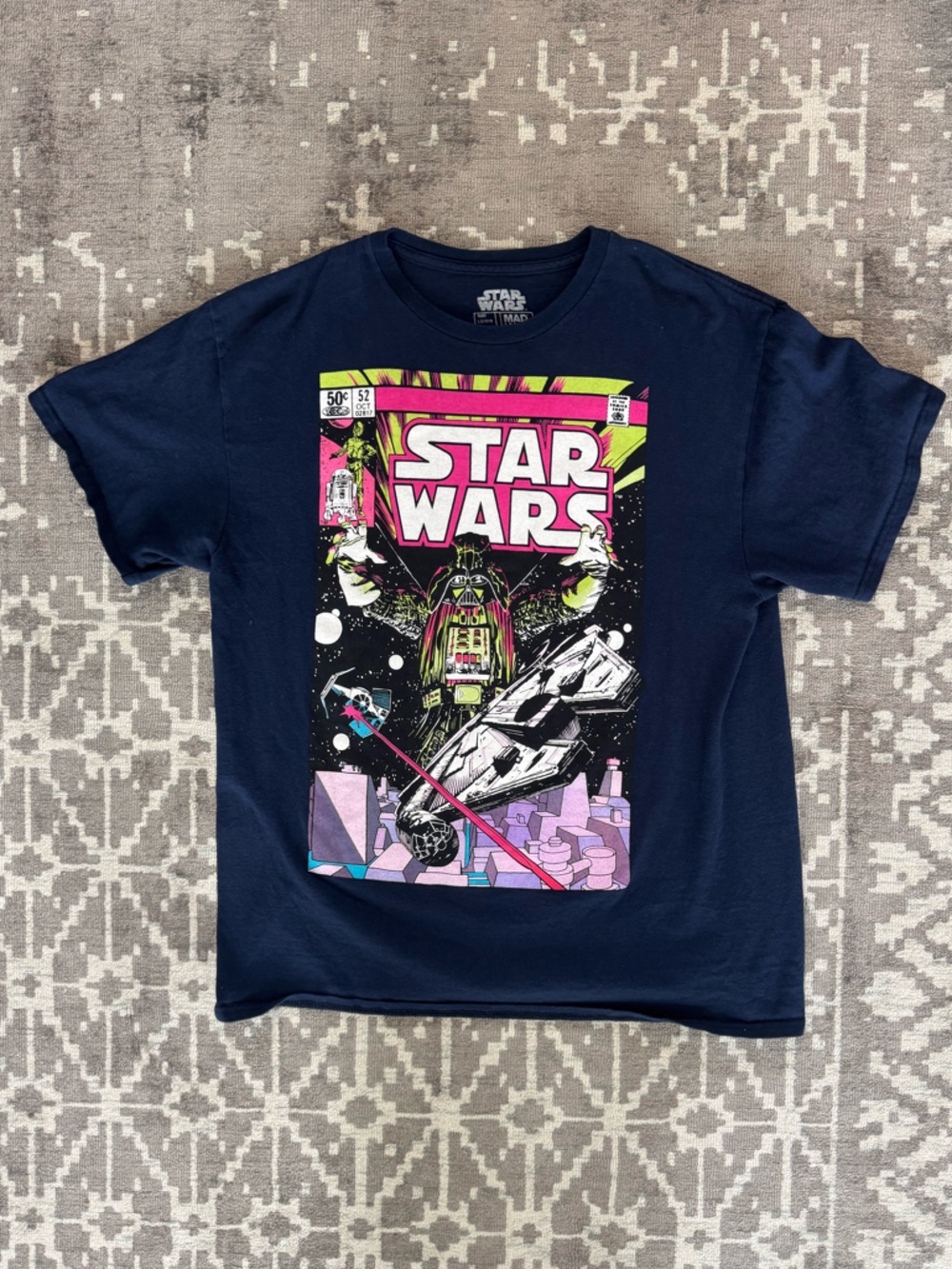 Star Wars Navy Tee with Neon Pink and Lime Comic Art